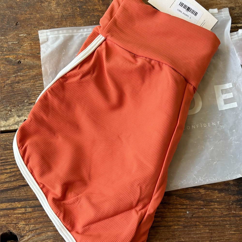 Geode Ribbed Coral High Waist Shorts and Coral Ribbed Scoop Tankini Top XXL - Picture 6 of 13